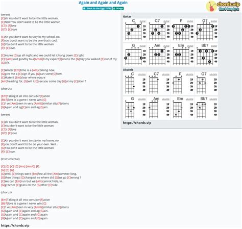 Chord: Again and Again and Again - Wings - tab, song lyric, sheet, guitar, ukulele | chords.vip