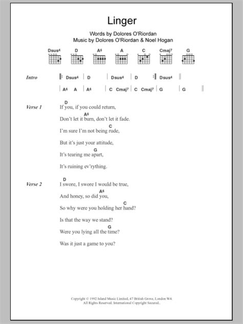 Linger by The Cranberries - Guitar Chords/Lyrics - Guitar Instructor