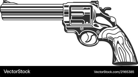 Vintage revolver handgun template Royalty Free Vector Image