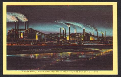 Clairton PA Clairton Works Carnegie-Illinois Steel Mill 1940s Linen ...