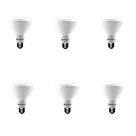 EcoSmart 65-Watt Equivalent BR30 Dimmable Energy Star LED Light Bulb Soft White (6-Pack ...