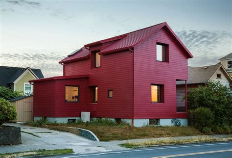 A Bright Red Farmhouse-Style Home That's Surprisingly Modern Inside ...