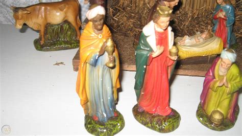 1940's VINTAGE 15 PIECE GERMAN BRITISH ZONE CHALKWARE NATIVITY SET AND ...