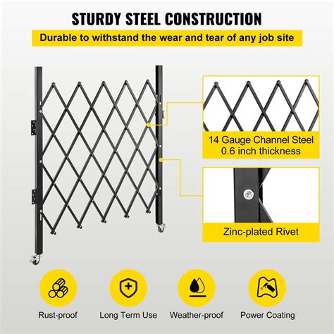 VEVOR Single Folding Security Gate, 48" H x 66" W Folding Door Gate, Steel Accordion Security ...