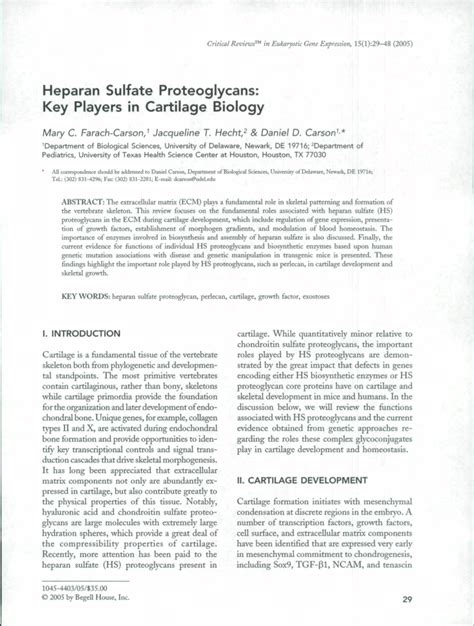 (PDF) Heparan Sulfate Proteoglycans: Key Players in Cartilage Biology