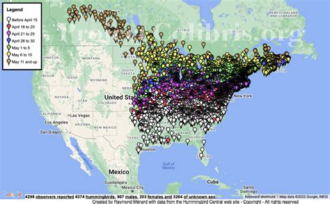 2023 hummingbird spring migration map, 2023 hummingbird sightings ...