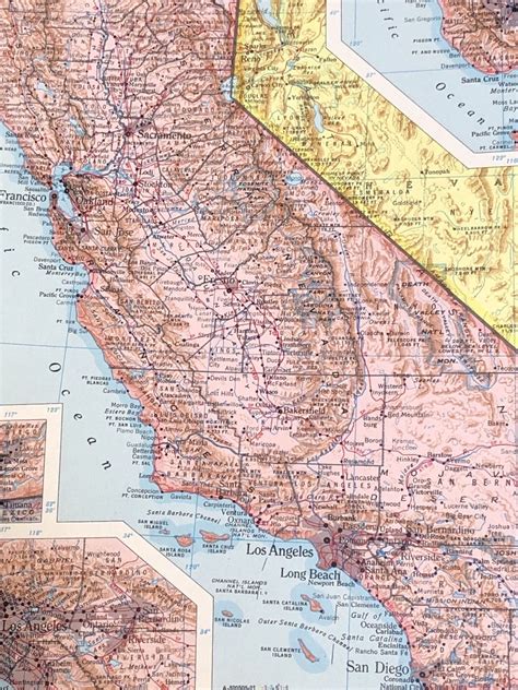 CALIFORNIA Vintage Map Print 1965 Vintage California | Etsy | Vintage map, Vintage california ...