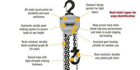 Roughneck Manual Chain Hoist-1 Ton 20ft Lift #2607S188 | eBay