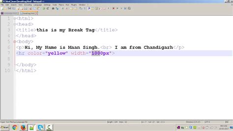 horizontal line tag in html HTML Tutorial for Beginners in Hindi 5 - YouTube