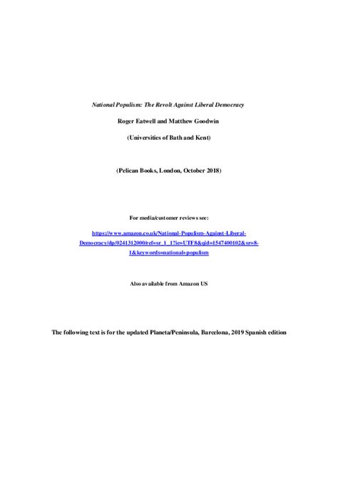 (DOC) National Populism: the Revolt against Liberal Democracy (October ...