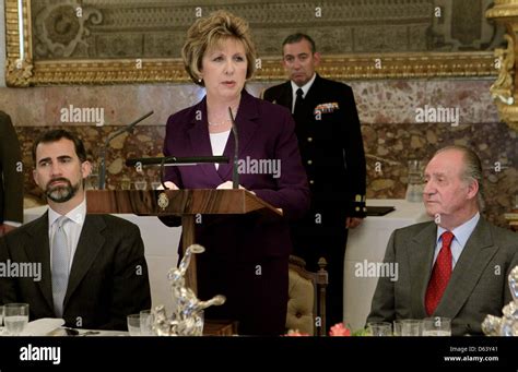 President of Ireland Mary McAleese speaking Spanish royal family ...