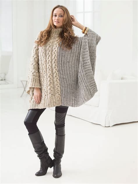 Chatsworth Cable Poncho (Knit) – Lion Brand Yarn