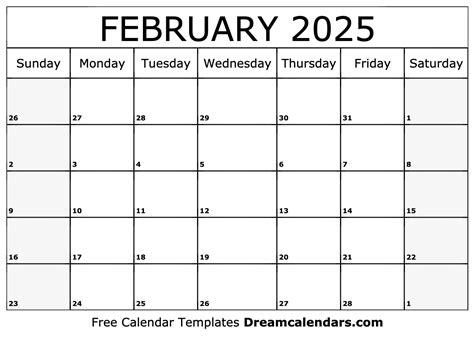 February 2025 Calendar - Free Printable with Holidays and Observances