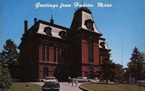 Town Hall Hudson, MA Postcard