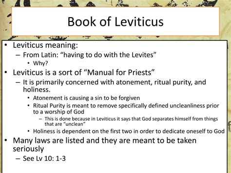 Book Of Leviticus Laws / Free PowerPoint Presentations about A Look at the Books of ... : The ...