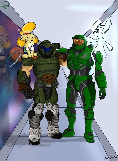 When the Doom guy and Master Chief met before kick | Doomguy and Isabelle | Know Your Meme