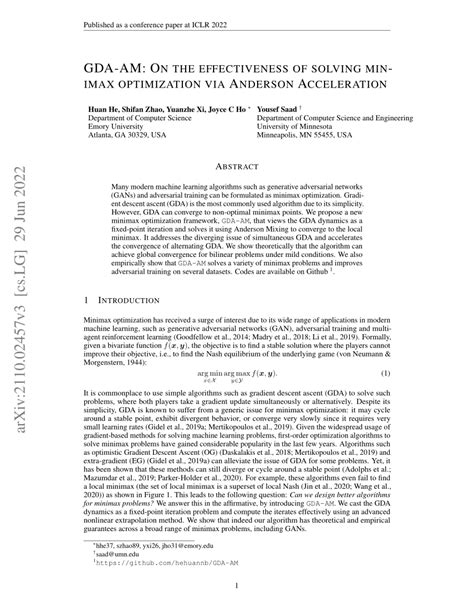 (PDF) GDA-AM: ON THE EFFECTIVENESS OF SOLVING MINIMAX OPTIMIZATION VIA ...