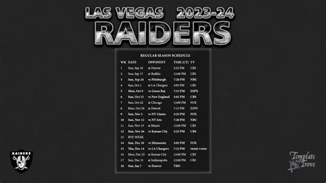 2023-2024 Las Vegas Raiders Wallpaper Schedule