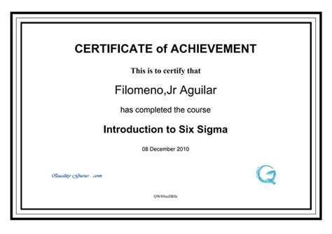 Six Sigma Certificate