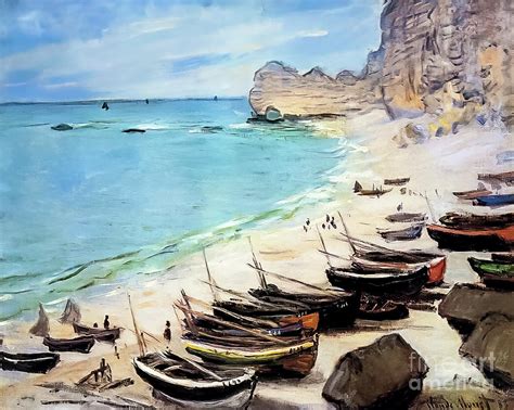 Boats on a Beach at Etretat by Claude Monet 1883 Painting by Claude ...