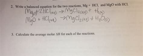 Solved Write a balanced equation for the two reactions, Mg + | Chegg.com