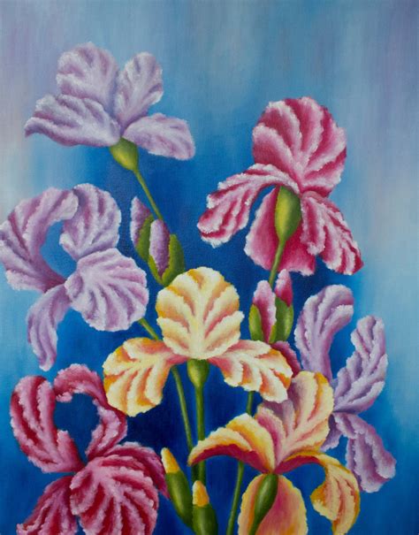 Iris Flower Painting Oil Painting on Canvas 45х35 Cm. the - Etsy