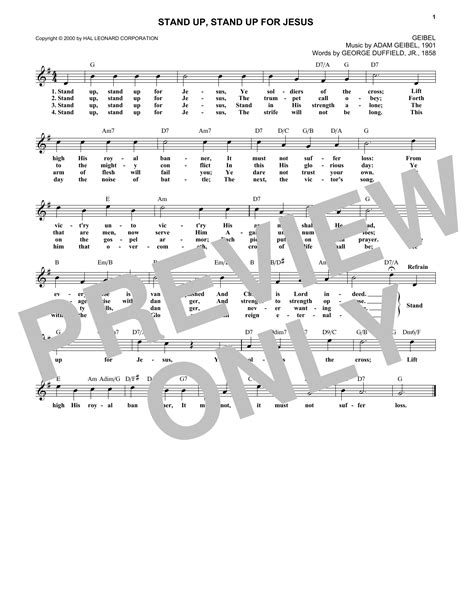 George Duffield, Jr. "Stand Up, Stand Up For Jesus" Sheet Music Notes ...