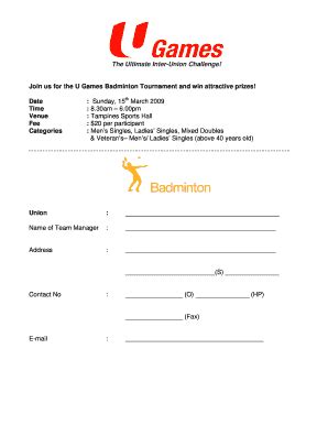 Badminton Tournament Registration Form 2022 - Fill Online, Printable ...