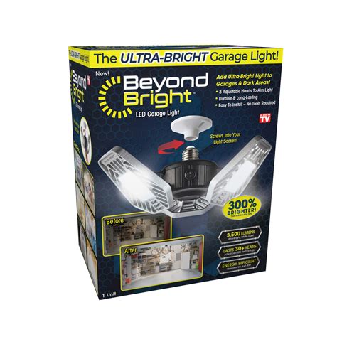 Ontel Beyond Bright LED Ultra-Bright Garage Light - 3 Adjustable Panels, Energy Efficient, Easy ...