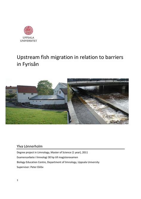 (PDF) Upstream fish migration in relation to barriers in Fyrisån fish ...