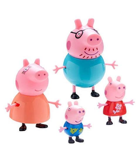 TVMedia Peppa Pig Family Toy, Set of 4 with House Set, Action Figure ,Original Animated Toys for ...