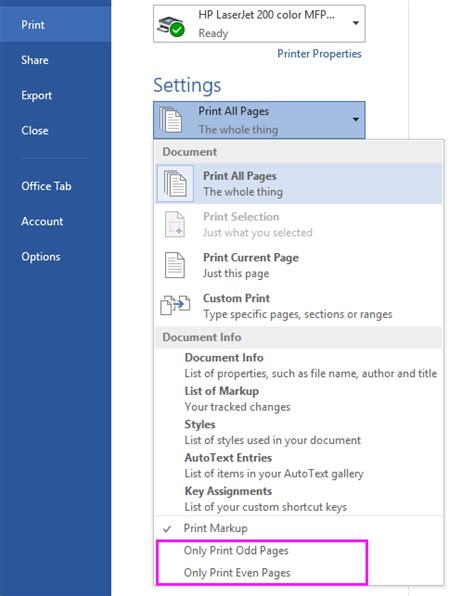 How to print odd or even pages only in Excel?