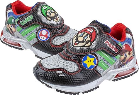 Super Mario Brothers Mario and Luigi Kids Sneaker, Light Up Mix Match Runner Trainer, Kids Size ...