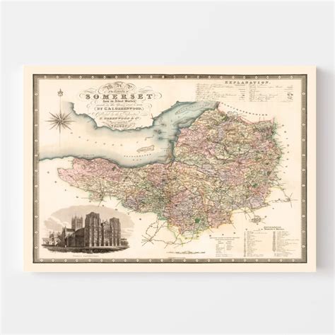 Vintage Map of Somerset England, 1829 by Ted's Vintage Art