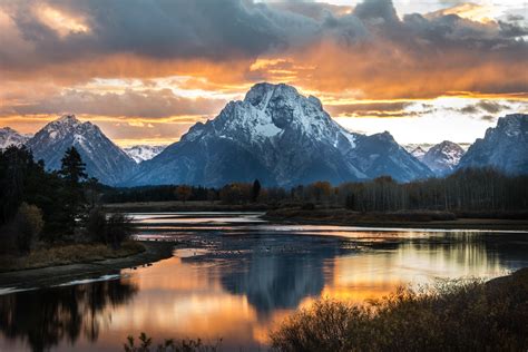 wallpaper mountain, lake, sunset, sky, clouds, peak, landscape HD ...