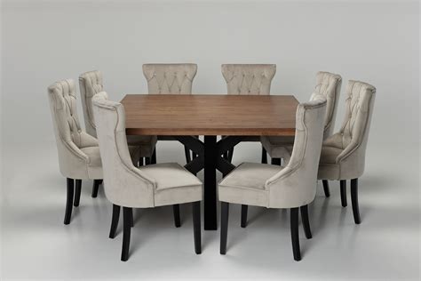 Oakford & Cleo 8 Seater Dining Set - 1.5m Solid Oak Square Dining Table ...