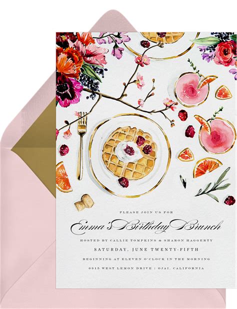 Brunch Blooms Invitations in Pink | Greenvelope.com