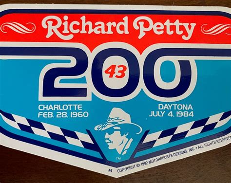 Richard Petty 200 Wins Racing Decal Sticker 5-1/2 Inches Long Size Vintage - Etsy