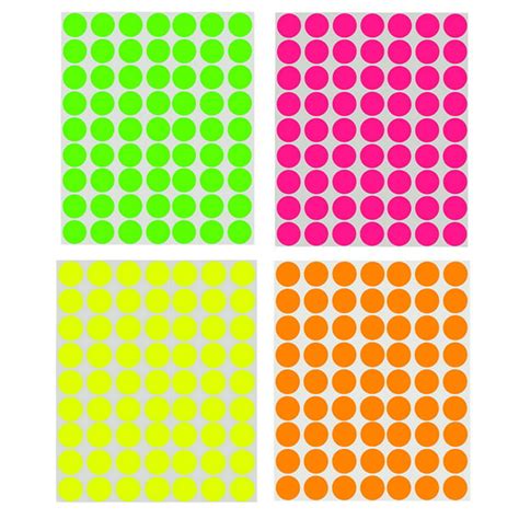 2016 Circle Dot Stickers 1 Inch Round Labels Bright Neon Color Coding 8 ...