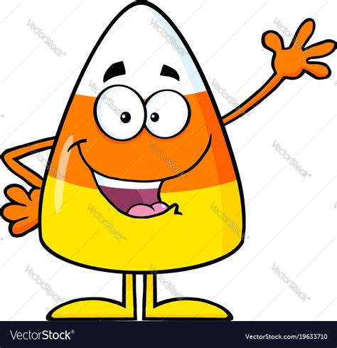 Cute candy corn cartoon character waving Vector Image