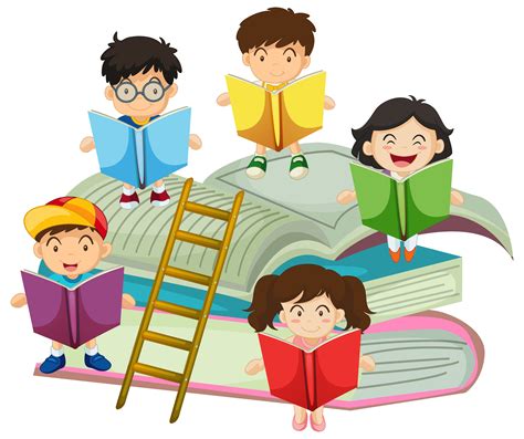 Many children reading books 367481 Vector Art at Vecteezy