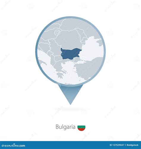 Map Pin with Detailed Map of Bulgaria and Neighboring Countries Stock ...