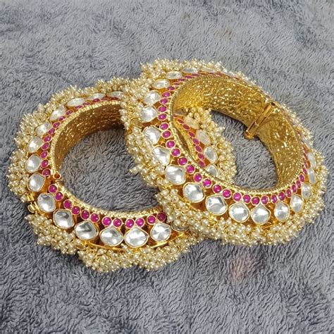 Kundan Bangles Pair Bridal Kundan openable Bangles | Etsy