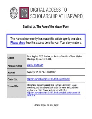 Fillable Online dash harvard sestina form Fax Email Print - pdfFiller