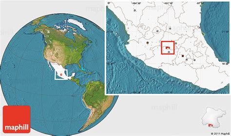 Satellite Location Map of Yuriria, highlighted country