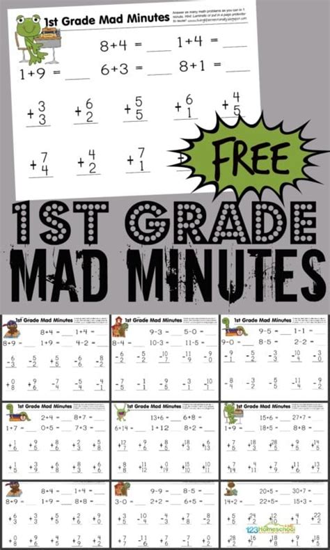 FREE 1st Grade Printable Math Worksheets & First Grade Mad Minutes!