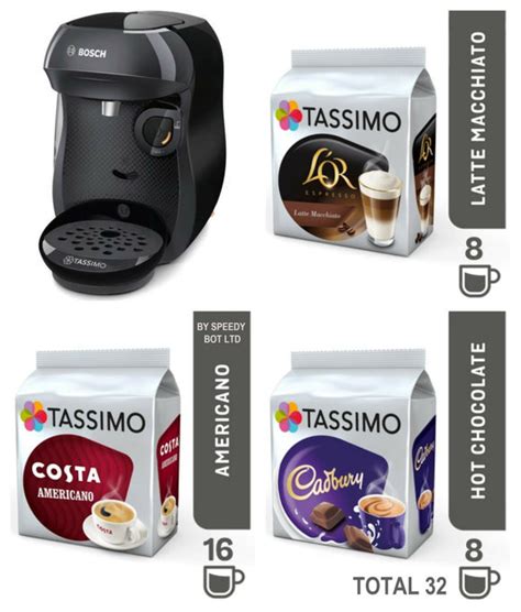 Bosch Tassimo Coffee Machine Black Cadbury Costa American Latte 32 Cup – Speedy Bot Limited