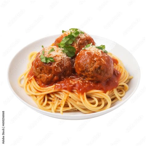 spaghetti and meatballs isolated on a transparent background, generative ai Stock Illustration ...