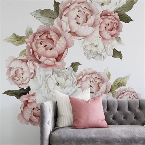 Blushing Peonies Wall Decals | Flower wall decals, Floral wallpaper, Floral wall decals