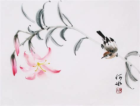 Chinese Lily Painting hb21174001, 34cm x 46cm(13〃 x 18〃)